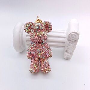 Big Pink Glitter bear keychain - purse / bag decoration - Pink big (KC021) 7mm